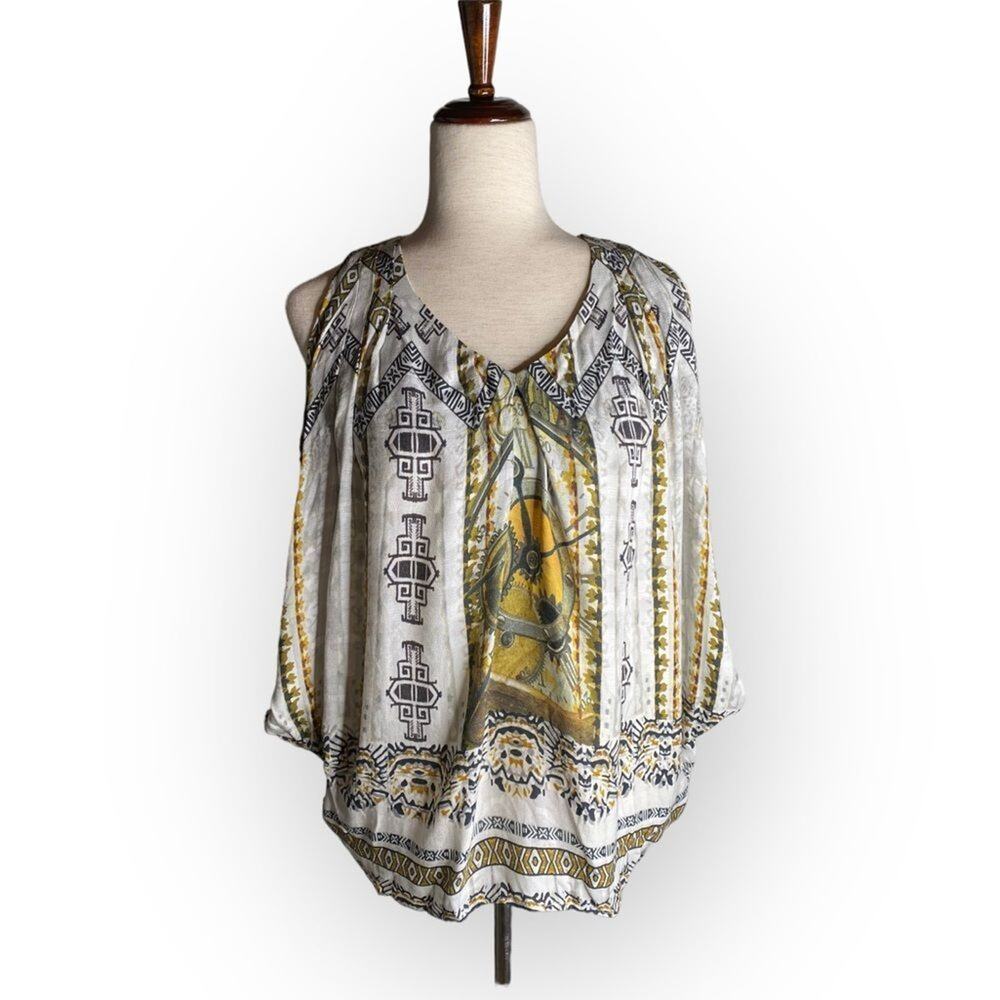 Aventures des Toiles sleeveless‎ draped tank top gears watch clock art to wear